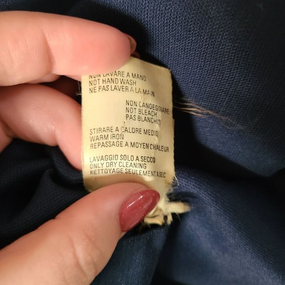 Basile Made In Italy Size 42 100% Virgin Wool Navy One Button Blazer Double Vent - Picture 10 of 14